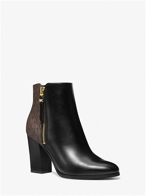 abigail leather and signature logo trim ankle boot 